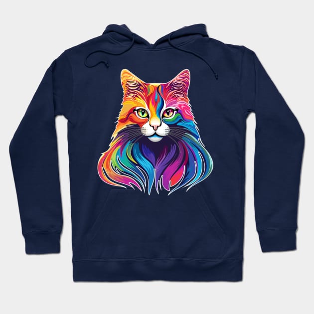 Cat Portrait Rainbow Colors Hoodie by BluedarkArt